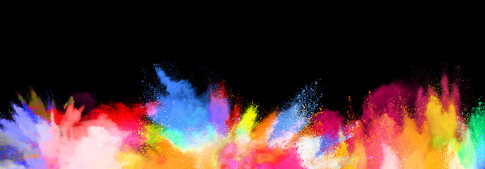 abstract colored dust explosion on a black background.abstract powder splatted background,Freeze...