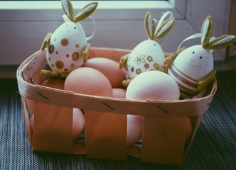 Easter eggs in a basket