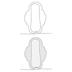 isolated, simple continuous line drawing, feminine sanitary pad