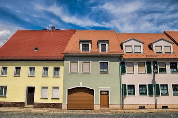 delitzsch, deutschland - sanierte häuser in der altstadt