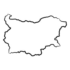Bulgaria map from the contour black brush lines different thickness on white background. Vector illustration.