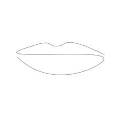 Beautiful lips line drawing vector illustration