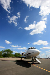 Fototapeta na wymiar Business jet is waiting for passengers and ready to go