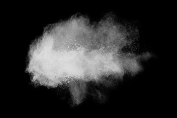 Obraz na płótnie Canvas White powder explosion isolated on black background.