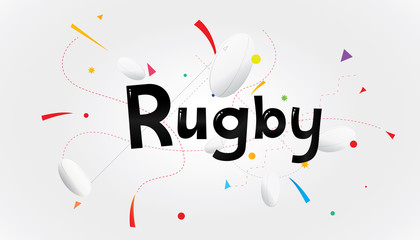 Rugby sports banner or poster design. Vector abstract colored sports background.