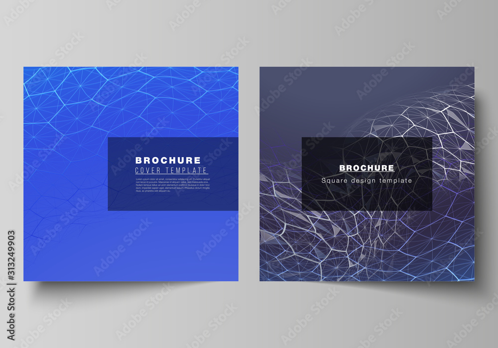 Wall mural vector layout of two square format covers design templates for brochure, flyer. digital technology a