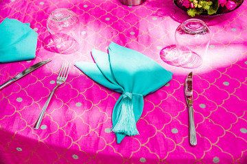 Elegant decorated wedding table set