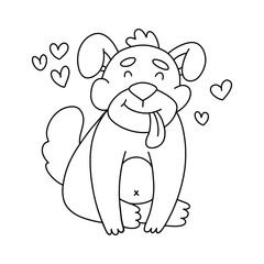 Cute cartoon baby dog. Animal print. Vector illustration isolated on a white background.