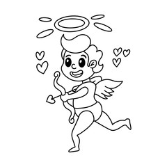 Cute cartoon baby Cupid. Vector illustration isolated on a white background.