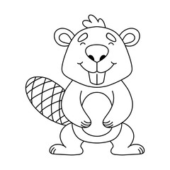 Cute cartoon baby beaver. Animal print. Vector illustration isolated on a white background.