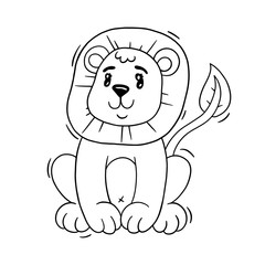 Cute cartoon baby lion. Animal print. Vector illustration isolated on a white background.
