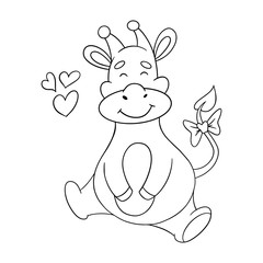 Cute cartoon baby giraffe. Animal print. Vector illustration isolated on a white background.