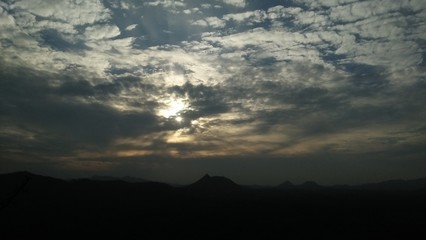 Natural Hill side cloudy scene.