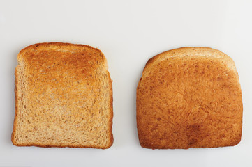 Back and front sides of toast bread