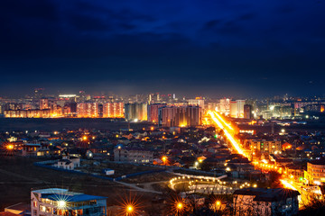 Fototapeta na wymiar View of the night city. Russia. Anapa.