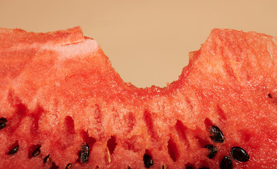 Macro view of juicy watermelon bite