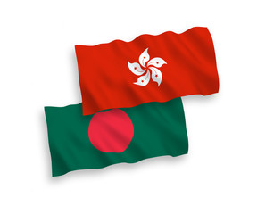 Flags of Bangladesh and Hong Kong on a white background
