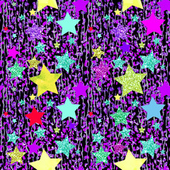 Holiday Glitter hand drawn artistic star confetti  sparkling seamless background 