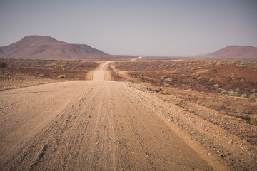 Fototapeta na wymiar Gravel Road C43 between Palmwag and Sesfontein in Namibia, Africa