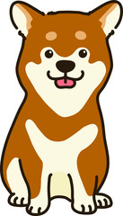 Outlined brown Shiba Inu sitting front view