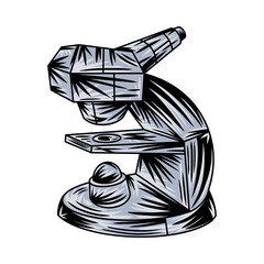 Vintage microscope isolated retro vector illustration on a white background. Great design for any purposes.