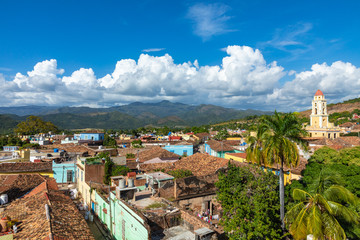 Trinidad, panoramic skyline with mountains and colonial houses. The village is a Unesco World...