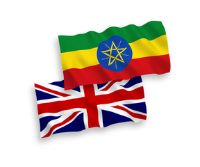 Flags of Great Britain and Ethiopia on a white background