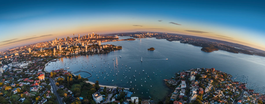 Sydney Harbour sunrise aerial photo