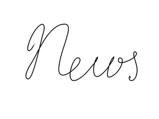 News handwritten text inscription. Modern hand drawing calligraphy. Word illustration black