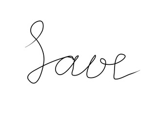 Save handwritten text inscription. Modern hand drawing calligraphy. Word illustration black