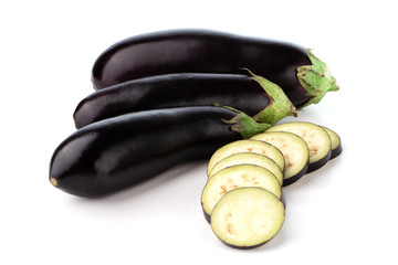 Eggplant on a white background. Fresh eggplant close up on a white background.