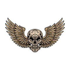 Obraz premium Vintage cartoon winged skulls isolated retro vector illustration on a white background. Great design for any purposes.