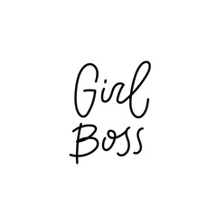 Girl boss feminist calligraphy quote lettering