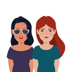 group of beautiful women avatar character vector illustration design