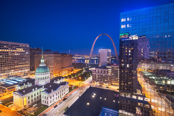 St. Louis, Missouri, USA Downtown Cityscape at Night - obrazy, fototapety, plakaty
