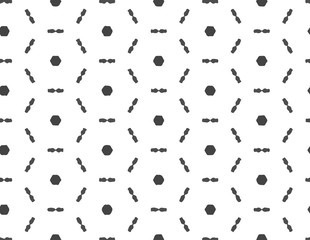 Abstract geometric pattern in ornamental style. Black and white color. Seamless design texture.