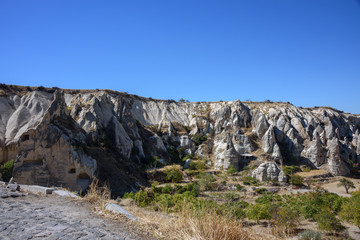 Beautiful unique natural rock formations landscape of Cappadocia in Goreme, Turkey