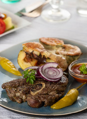 grilled lamb meat on a plate