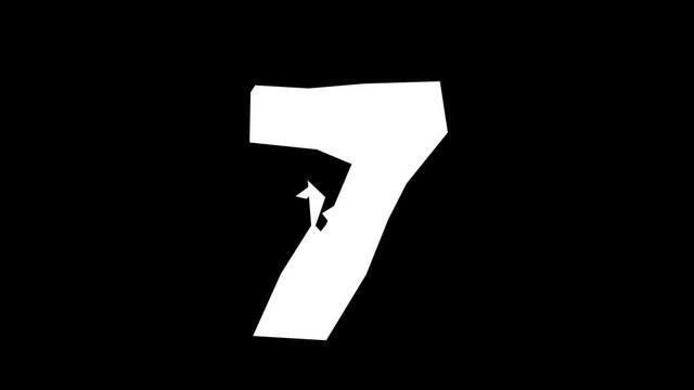 3d animated low polygon cardboard text with alpha channel the character 7