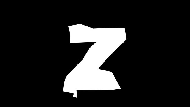 3d animated low polygon cardboard text with alpha channel the character Z