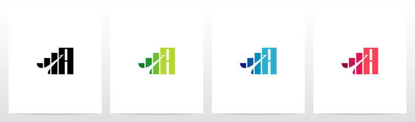 Bar Chart On Letter Logo Design A