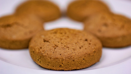 cookies on a white plate close up