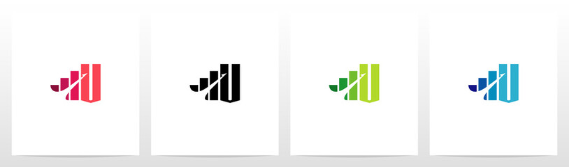 Bar Chart On Letter Logo Design V