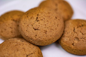 cookies on a white plate close up