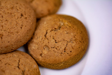 cookies on a white plate close up