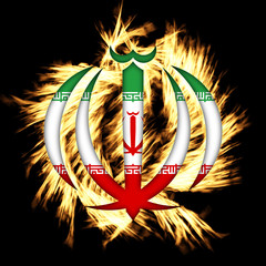 Burning Flames Effect on Iran National Emblem