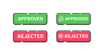 Approved and rejected buttons. Vector illustration. on white background
