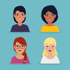 group of beautiful women avatar character icon vector illustration design