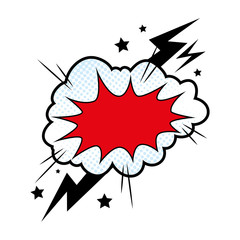 Naklejka premium cloud with thunderbolt pop art style icon vector illustration design
