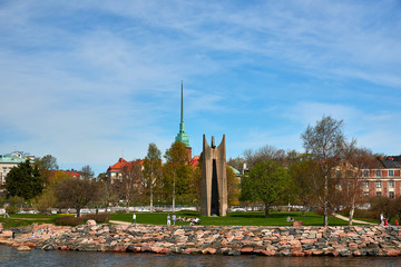 view on capitol of Finnland city of Helsinki with its islands and harbours